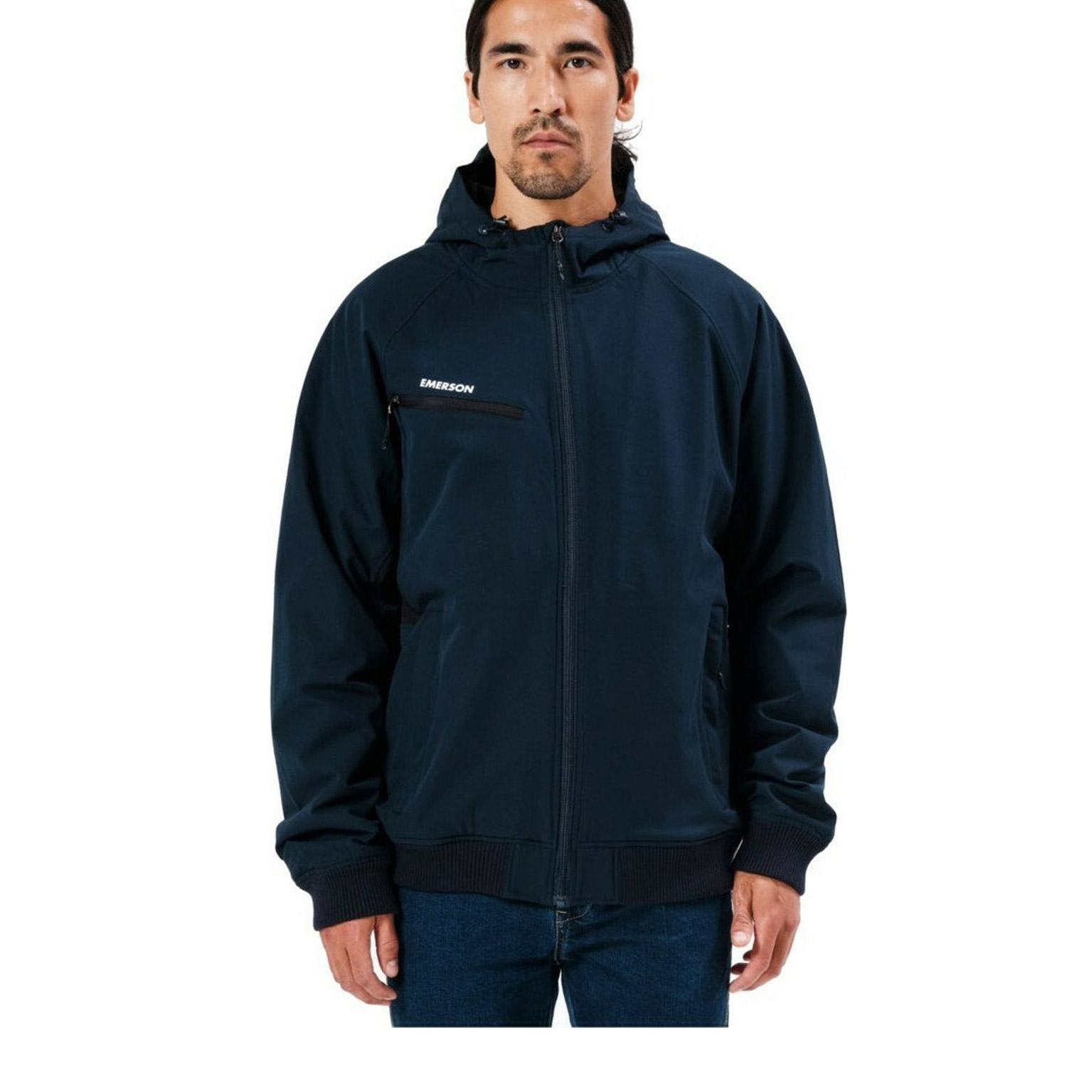 Emerson M Soft Shell Ribbed Jacket With Hood (212.EM11.40-BD Navy Blue) 41889