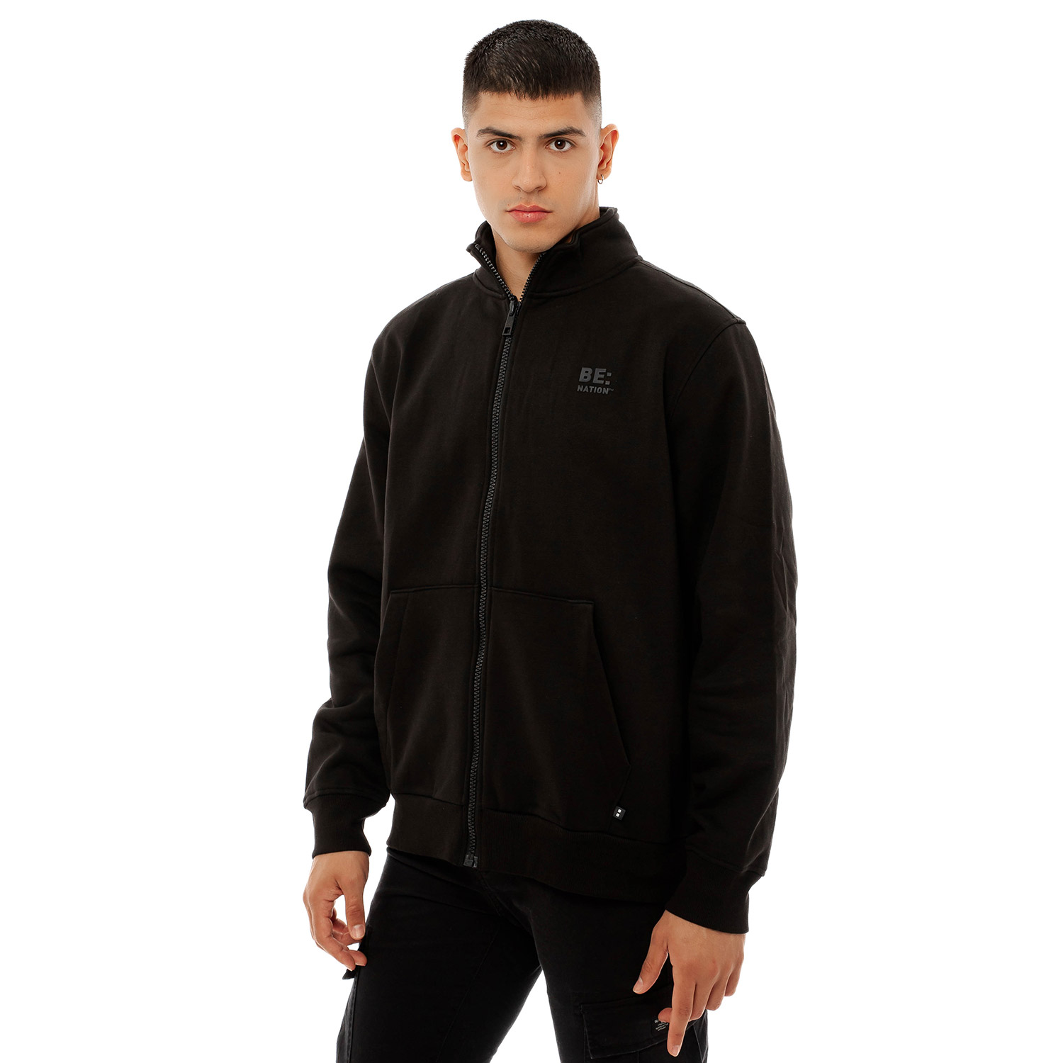BE:NATION Be Nation M Mock Neck Full Zip (07302502-BLACK-01)