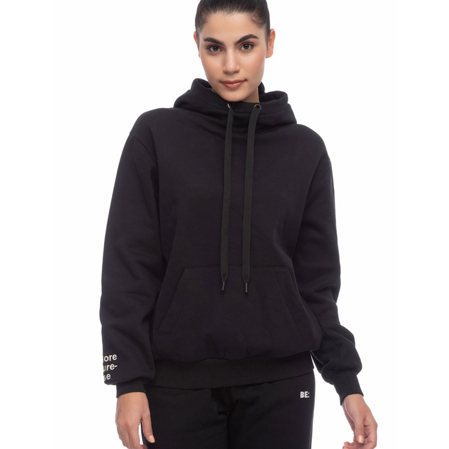 BE:NATION Be Nation W Essentials Hoddie (06102503-BLACK-01)