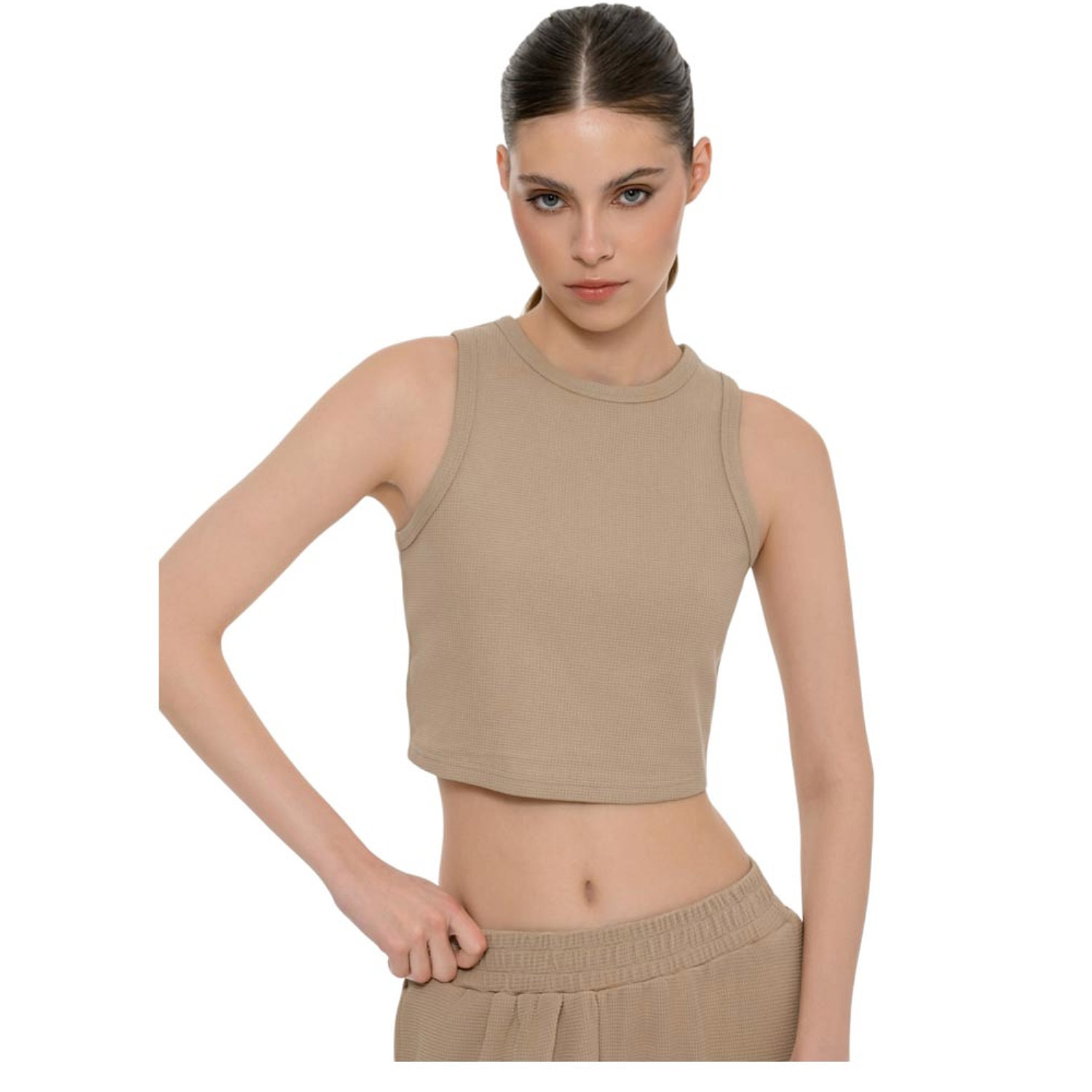 Body Talk Body Talk W Waffle Sleeveless Top Affogato (1261-905323-00217)