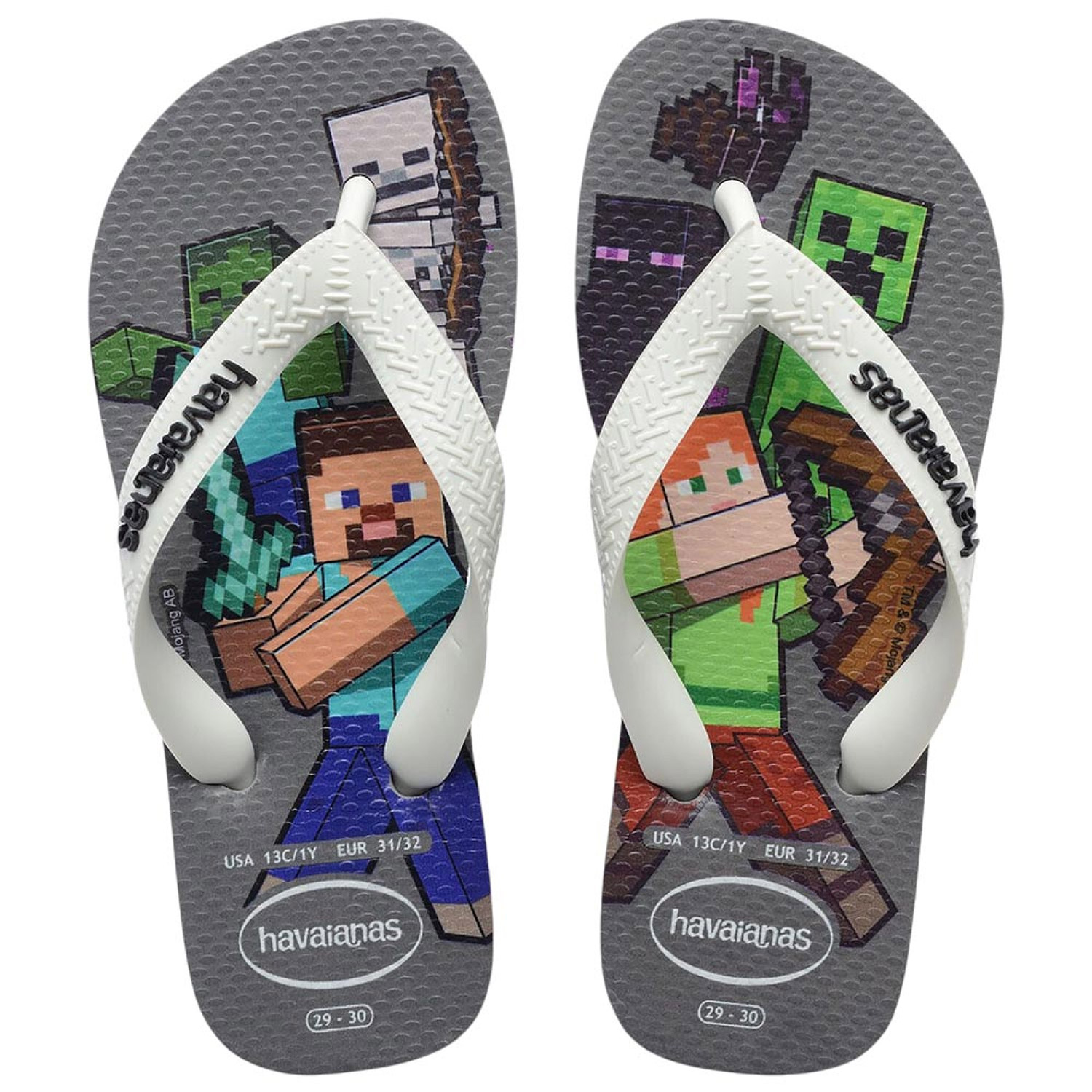 Havaianas Kids Minecraft FC (4145125-1077 Cinza Aco/Branco)